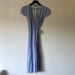 Brandy Melville Blue Floral Midi Wrap Dress